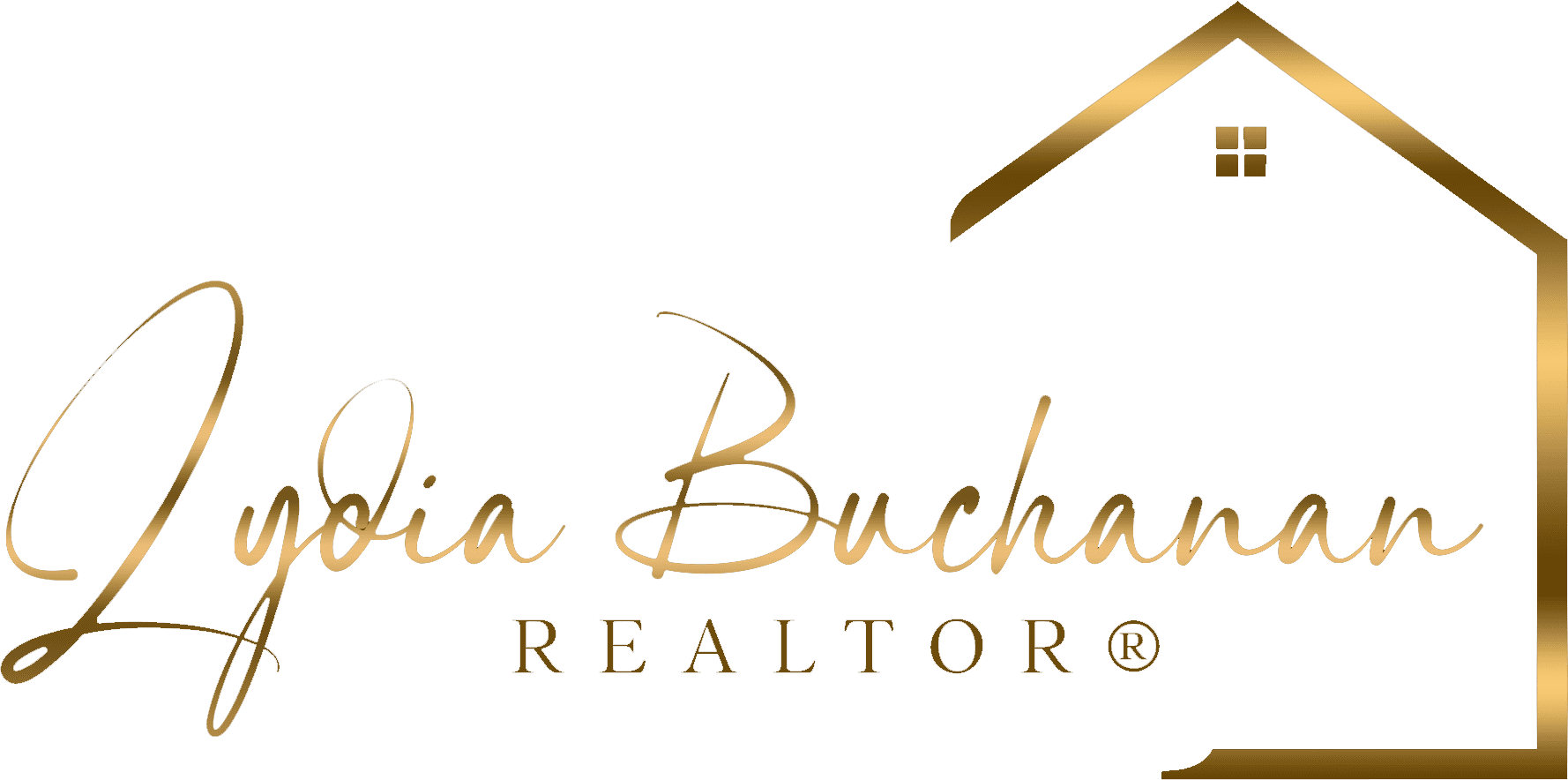 A gold foil logo that says ria buchman realtor